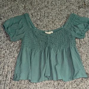 Green cropped babydoll style top